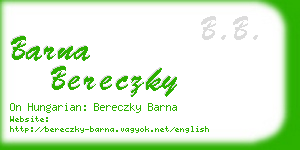 barna bereczky business card